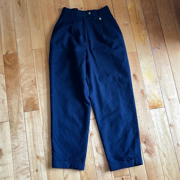 Wool high waisted navy pants - Picture 1 of 4
